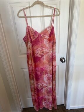 Pink & Coral Slip Maxi Dress